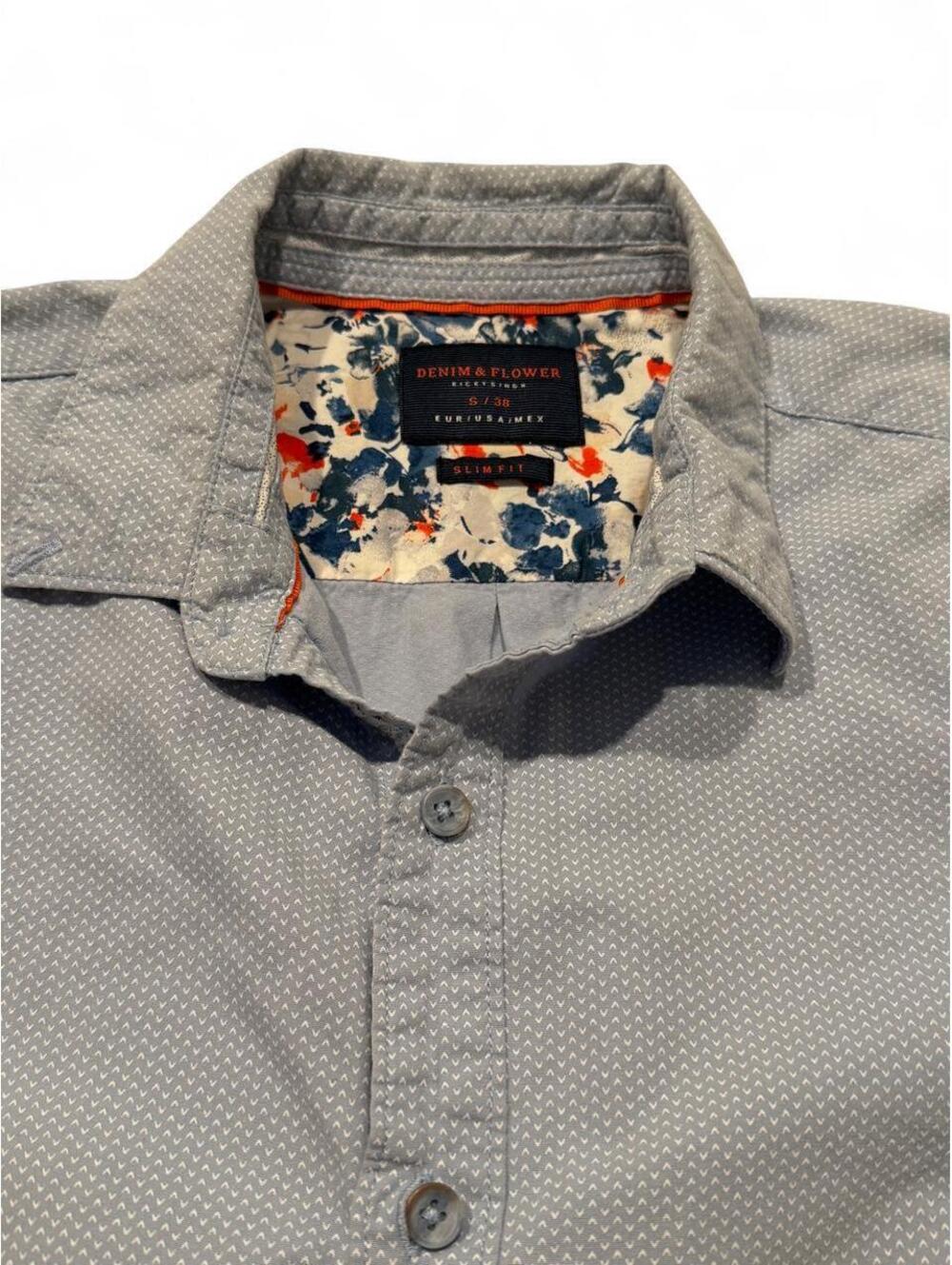Denim And Flower Men's Grey and Blue Shirt